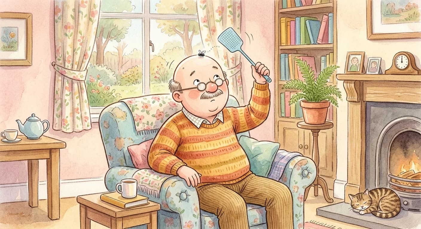 ชายหัวล้านกับแมลงวัน