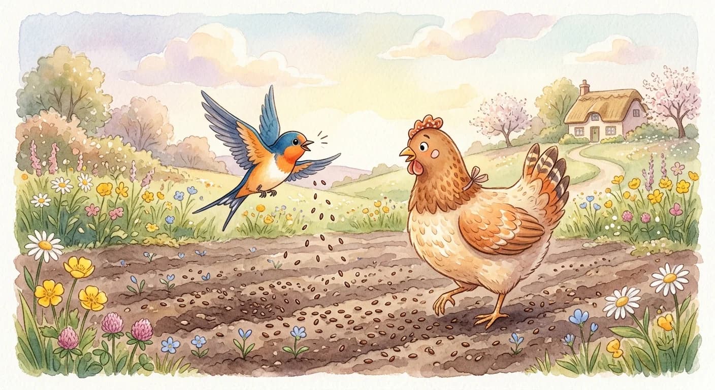 แม่ไก่กับนกนางแอ่น