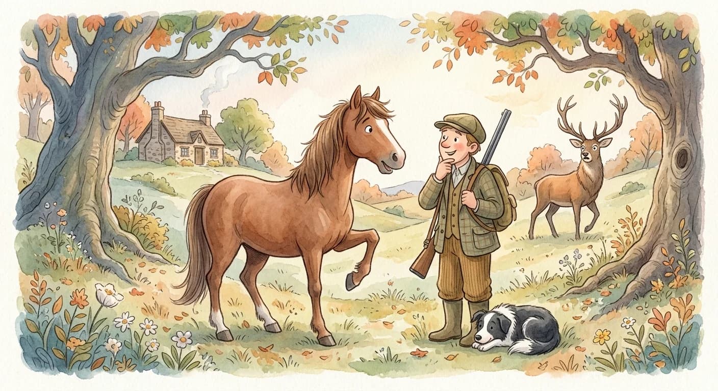 ม้า นายพราน และกวาง