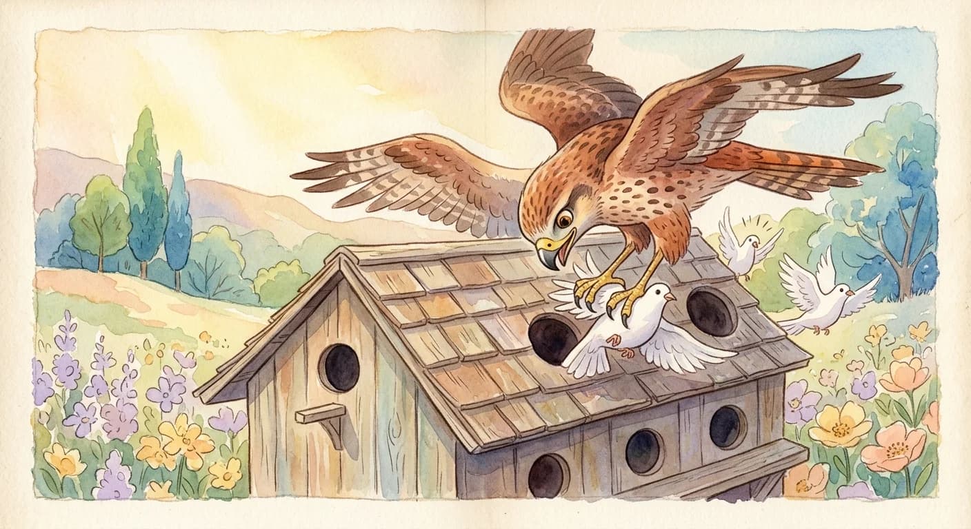 The kite ruling the dovecote and picking off the doves one by one after being welcomed inside