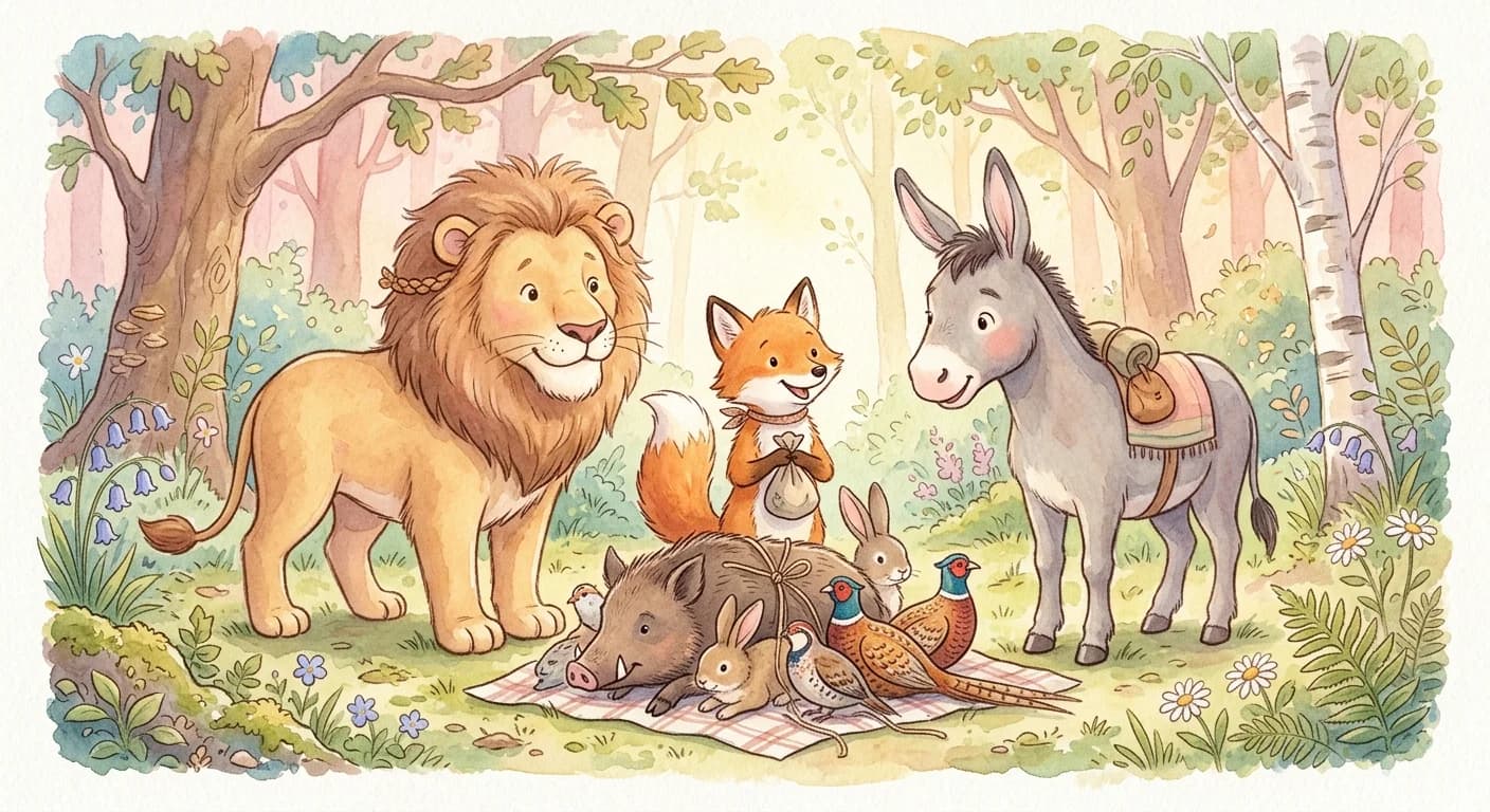 สิงโต สุนัขจิ้งจอก และลา