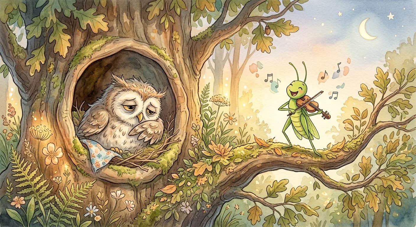 นกฮูกกับตั๊กแตน