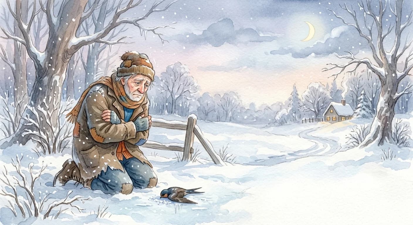 The man later shivering in winter when the cold returns and the swallow lies dead from the frost