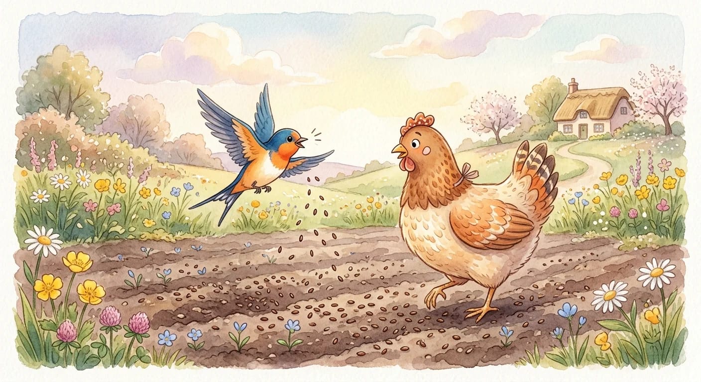 แม่ไก่กับนกนางแอ่น